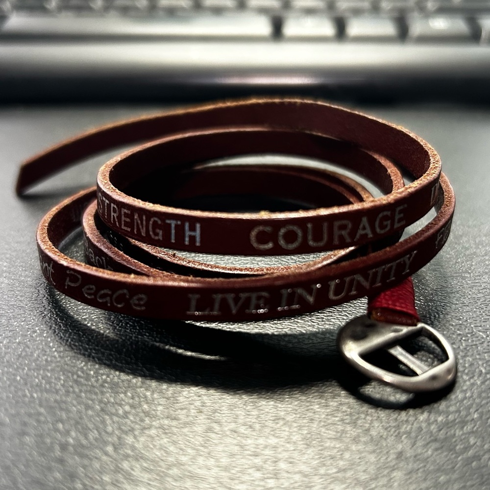 Leather Wrap Bracelet - Blue Ruby